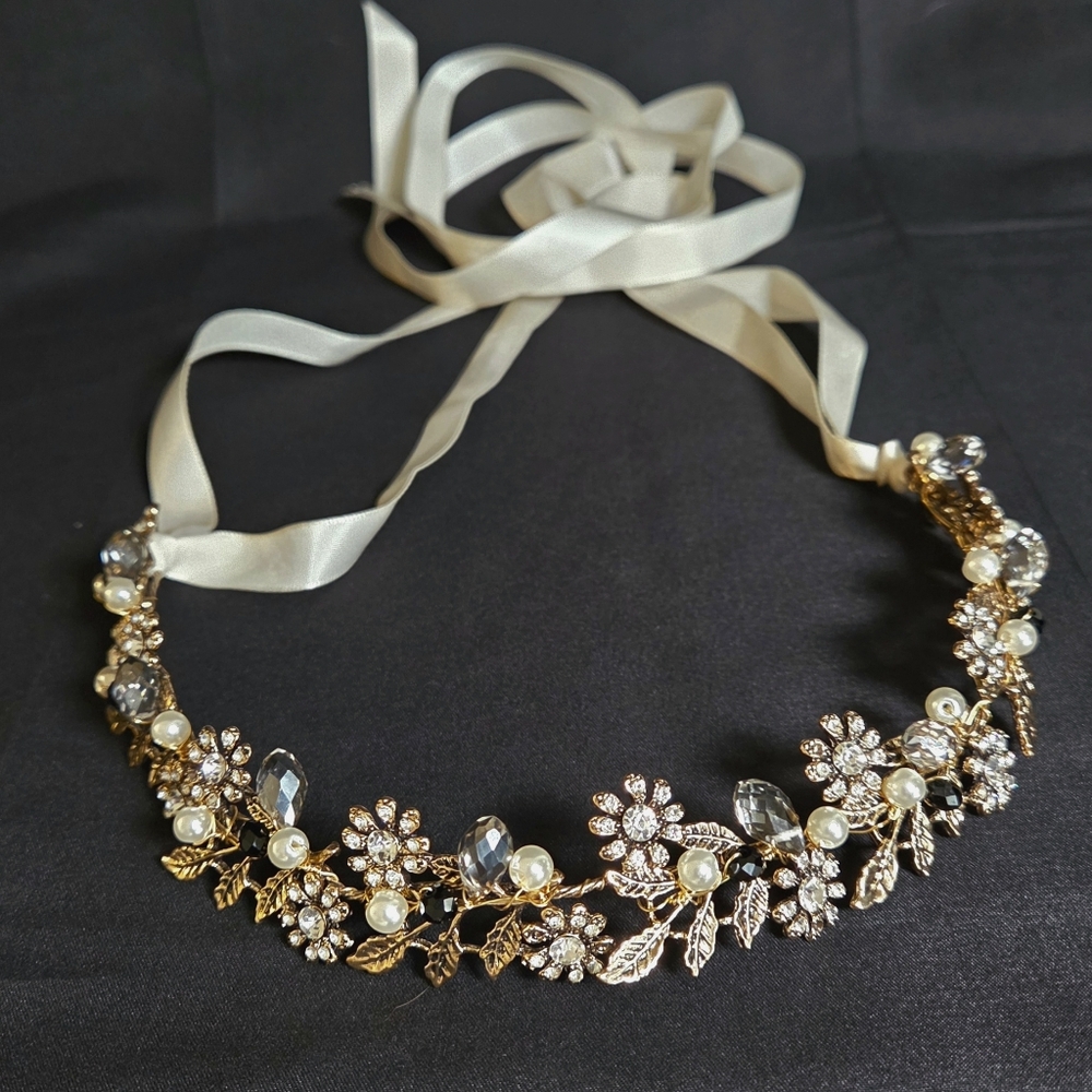 Floral Pearl and Crystal Headband